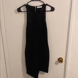 Bec & Bridge Black Asymmetrical Halter Sheath Dress